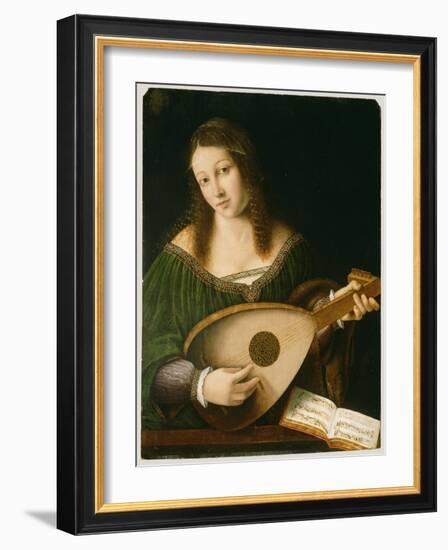 Lady Playing a Lute, c.1530-Bartolomeo Veneto-Framed Giclee Print