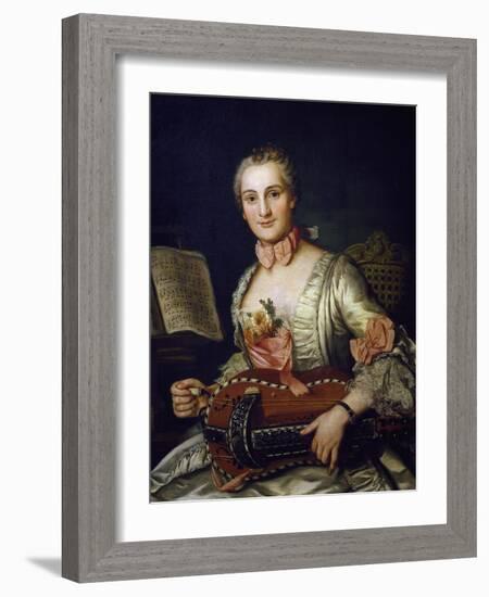 Lady Playing Hurdy-Gurdy, 1741-Donat Nonotte-Framed Giclee Print