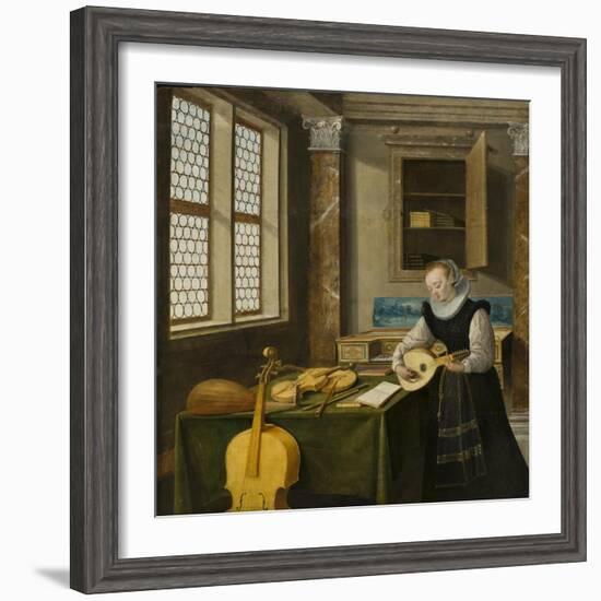 Lady Playing the Lute, c.1610-Hendrik The Younger Steenwyck-Framed Giclee Print