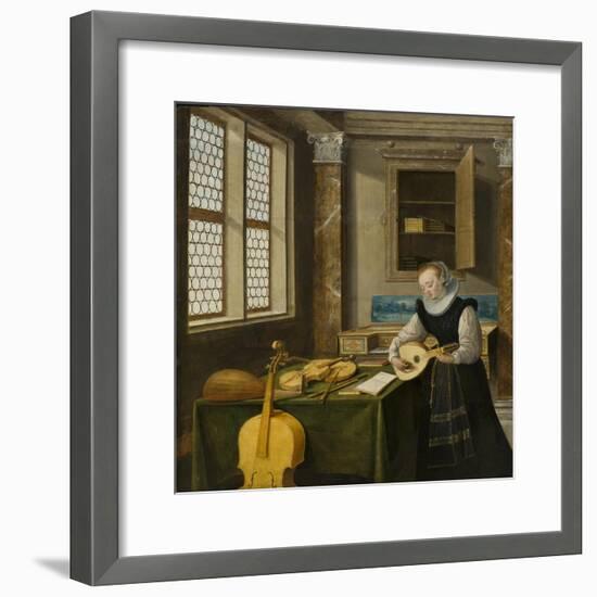 Lady Playing the Lute, c.1610-Hendrik The Younger Steenwyck-Framed Giclee Print