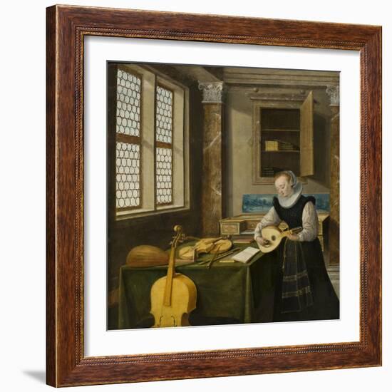 Lady Playing the Lute, c.1610-Hendrik The Younger Steenwyck-Framed Giclee Print