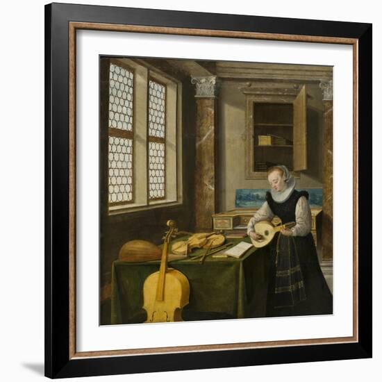 Lady Playing the Lute, c.1610-Hendrik The Younger Steenwyck-Framed Giclee Print
