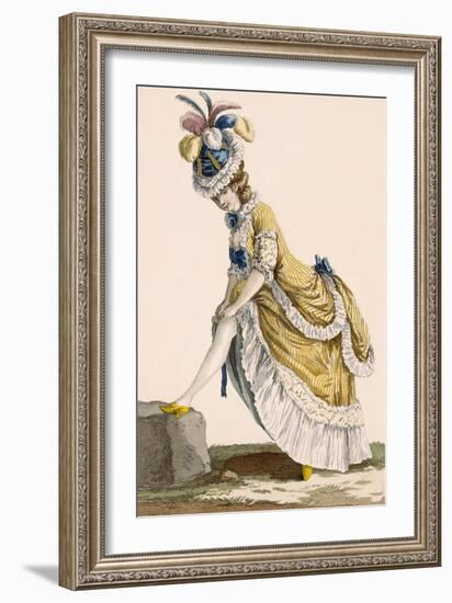 Lady Pulling Up Her Stocking, Engraved by Le Beau, Plate No.1-Pierre Thomas Le Clerc-Framed Giclee Print