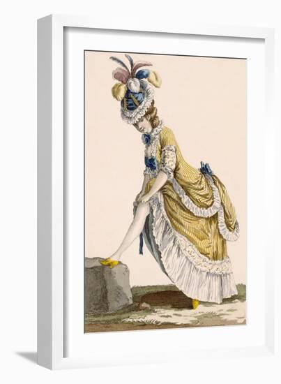 Lady Pulling Up Her Stocking, Engraved by Le Beau, Plate No.1-Pierre Thomas Le Clerc-Framed Giclee Print