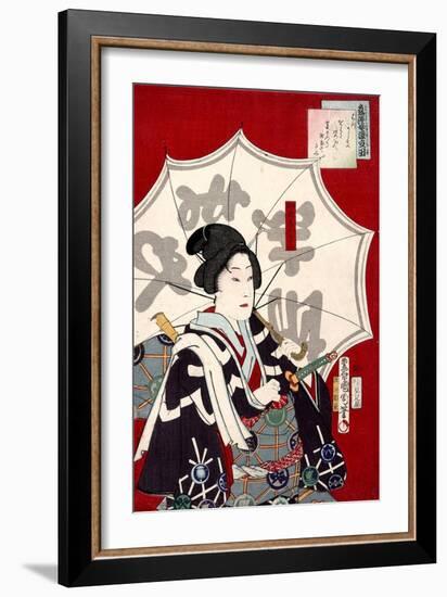 Lady Samurai with Umbrella-Kunichika toyohara-Framed Giclee Print