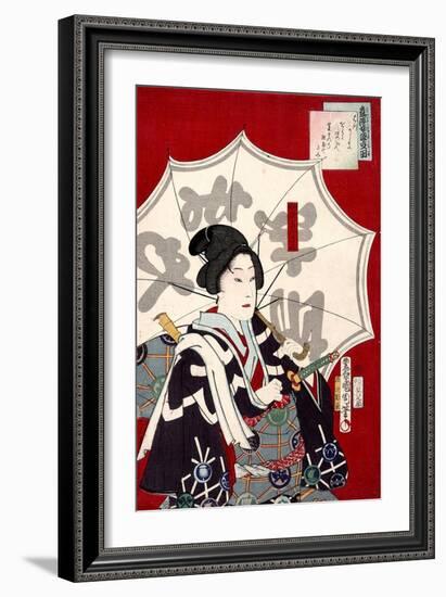 Lady Samurai with Umbrella-Kunichika toyohara-Framed Giclee Print