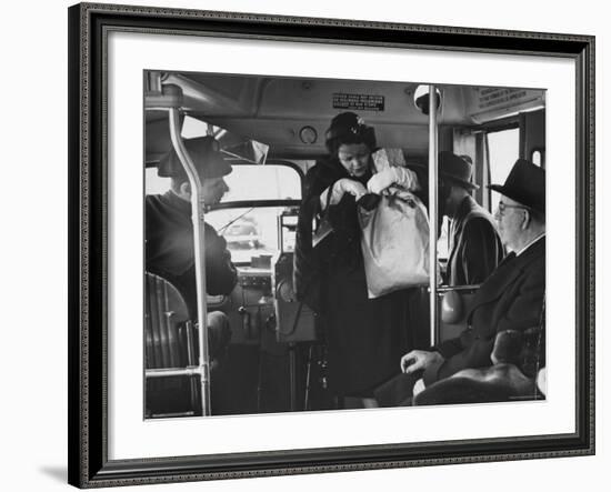 Lady Searching For 2 Cents For Her Bus Fair-Nina Leen-Framed Photographic Print