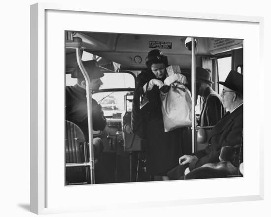 Lady Searching For 2 Cents For Her Bus Fair-Nina Leen-Framed Photographic Print