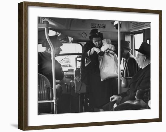 Lady Searching For 2 Cents For Her Bus Fair-Nina Leen-Framed Photographic Print