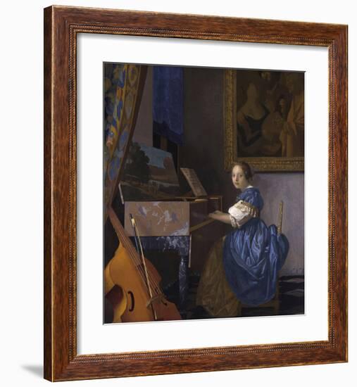 Lady Seated at a Virginal-Jan Vermeer-Framed Premium Giclee Print