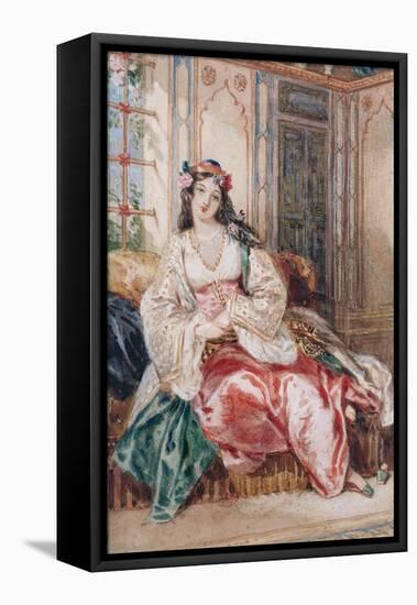 Lady Seated in an Ottoman Interior Wearing Turkish Dress, 1832-Alfred-edward Chalon-Framed Premier Image Canvas