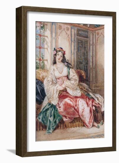 Lady Seated in an Ottoman Interior Wearing Turkish Dress, 1832-Alfred-edward Chalon-Framed Giclee Print