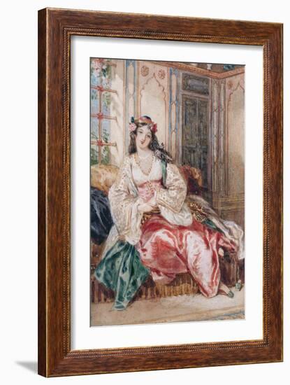 Lady Seated in an Ottoman Interior Wearing Turkish Dress, 1832-Alfred-edward Chalon-Framed Giclee Print