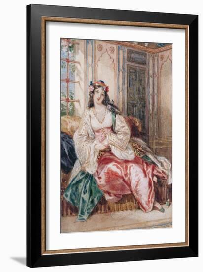 Lady Seated in an Ottoman Interior Wearing Turkish Dress, 1832-Alfred-edward Chalon-Framed Giclee Print