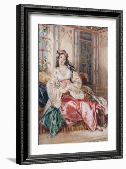 Lady Seated in an Ottoman Interior Wearing Turkish Dress, 1832-Alfred-edward Chalon-Framed Giclee Print