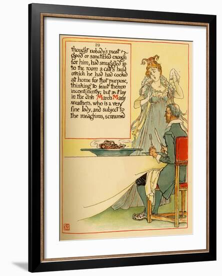 Lady Serves A Calves Head Which She Had Cooked At Home-Walter Crane-Framed Art Print