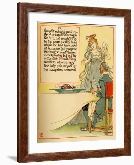 Lady Serves A Calves Head Which She Had Cooked At Home-Walter Crane-Framed Art Print