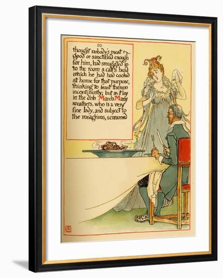 Lady Serves A Calves Head Which She Had Cooked At Home-Walter Crane-Framed Art Print