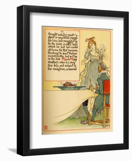 Lady Serves A Calves Head Which She Had Cooked At Home-Walter Crane-Framed Art Print