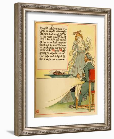 Lady Serves A Calves Head Which She Had Cooked At Home-Walter Crane-Framed Art Print