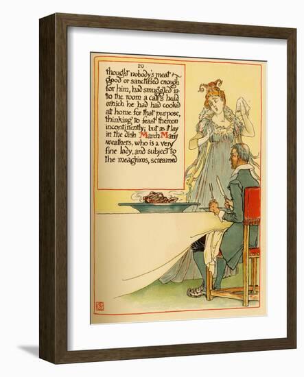 Lady Serves A Calves Head Which She Had Cooked At Home-Walter Crane-Framed Art Print