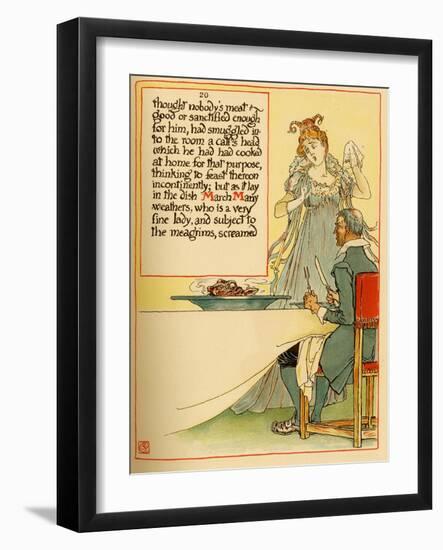 Lady Serves A Calves Head Which She Had Cooked At Home-Walter Crane-Framed Art Print