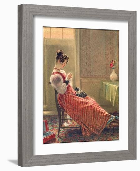 Lady Sewing, C.1830-William Henry Hunt-Framed Giclee Print