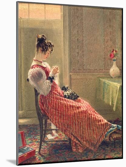 Lady Sewing, C.1830-William Henry Hunt-Mounted Giclee Print