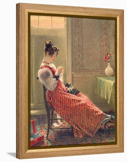 Lady Sewing, C.1830-William Henry Hunt-Framed Premier Image Canvas