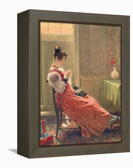 Lady Sewing, C.1830-William Henry Hunt-Framed Premier Image Canvas