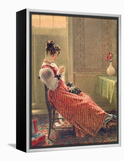 Lady Sewing, C.1830-William Henry Hunt-Framed Premier Image Canvas