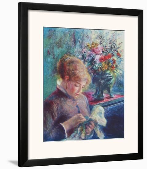 Lady Sewing-Pierre-Auguste Renoir-Framed Art Print