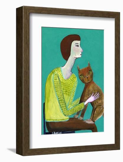 Lady Sitting with Brown Cat Cat Lover-Sharyn Bursic-Framed Photographic Print