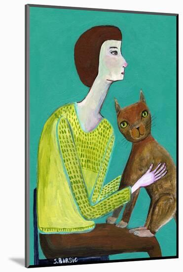 Lady Sitting with Brown Cat Cat Lover-Sharyn Bursic-Mounted Photographic Print