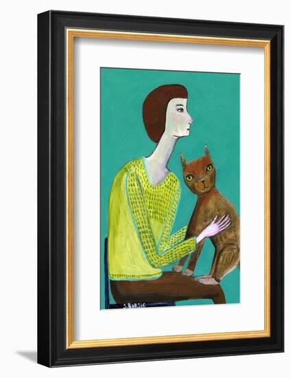 Lady Sitting with Brown Cat Cat Lover-Sharyn Bursic-Framed Photographic Print