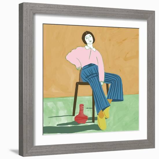 Lady Sitting with Her Vase-Sharyn Bursic-Framed Photographic Print