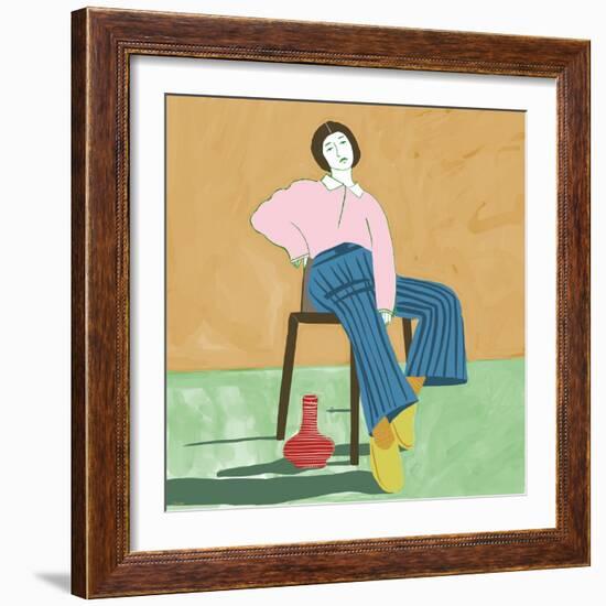 Lady Sitting with Her Vase-Sharyn Bursic-Framed Photographic Print