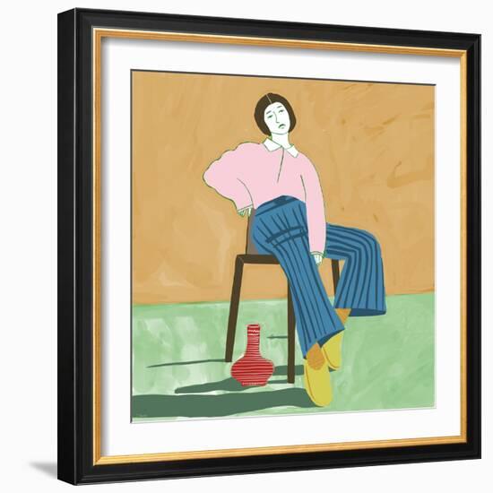 Lady Sitting with Her Vase-Sharyn Bursic-Framed Photographic Print