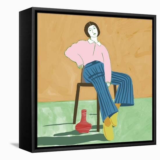 Lady Sitting with Her Vase-Sharyn Bursic-Framed Premier Image Canvas