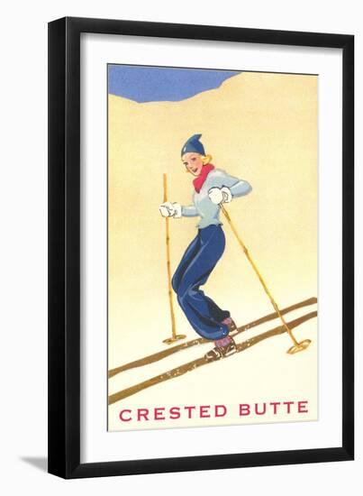 Lady Skier at Crested Butte, Colorado-null-Framed Art Print