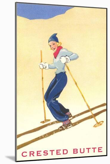 Lady Skier at Crested Butte, Colorado-null-Mounted Art Print