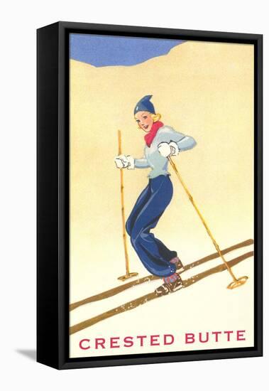 Lady Skier at Crested Butte, Colorado-null-Framed Stretched Canvas