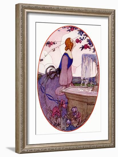 Lady Smelling a Flower, 1923-R Pichon-Framed Art Print