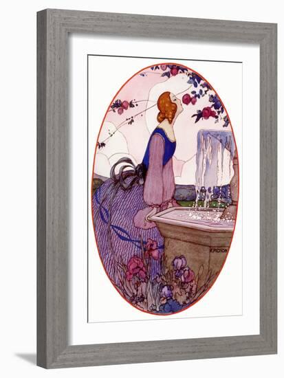 Lady Smelling a Flower, 1923-R Pichon-Framed Art Print