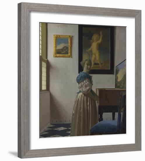 Lady Standing at a Virginal-Jan Vermeer-Framed Premium Giclee Print