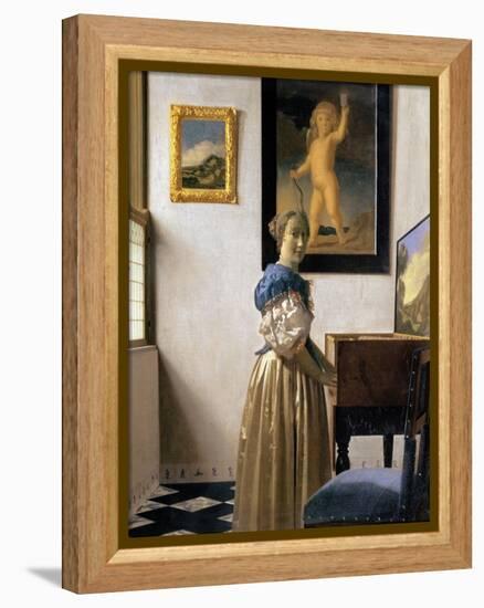 Lady Standing at the Virginal, circa 1672-73-Johannes Vermeer-Framed Premier Image Canvas