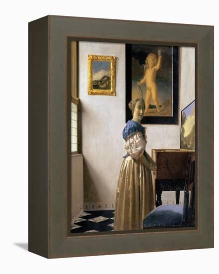 Lady Standing at the Virginal, circa 1672-73-Johannes Vermeer-Framed Premier Image Canvas