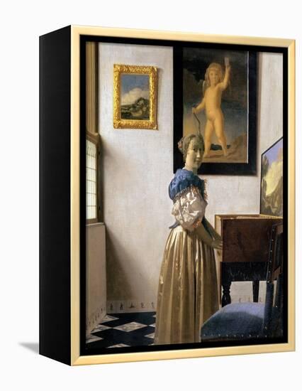 Lady Standing at the Virginal, circa 1672-73-Johannes Vermeer-Framed Premier Image Canvas