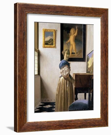 Lady Standing at the Virginal, circa 1672-73-Johannes Vermeer-Framed Giclee Print