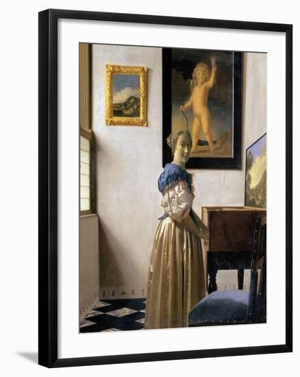 Lady Standing at the Virginal, circa 1672-73-Johannes Vermeer-Framed Giclee Print